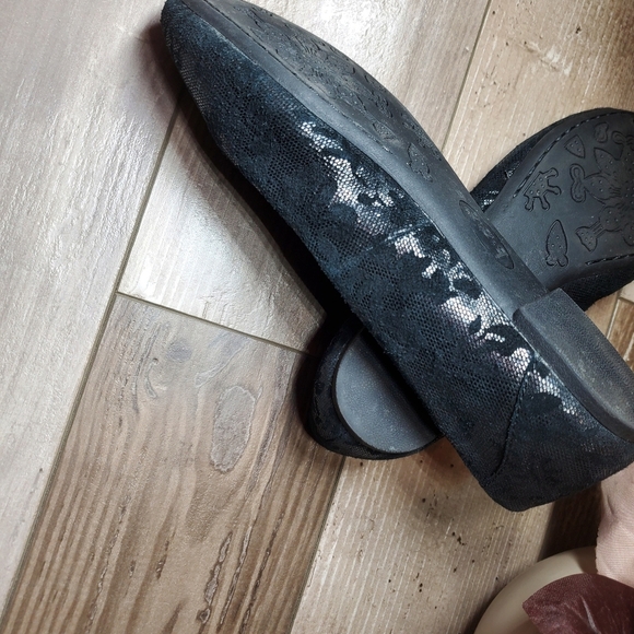 b.o.c. black floral lace pattern leather women's ballet flats size 7/38 euc - Picture 14 of 16